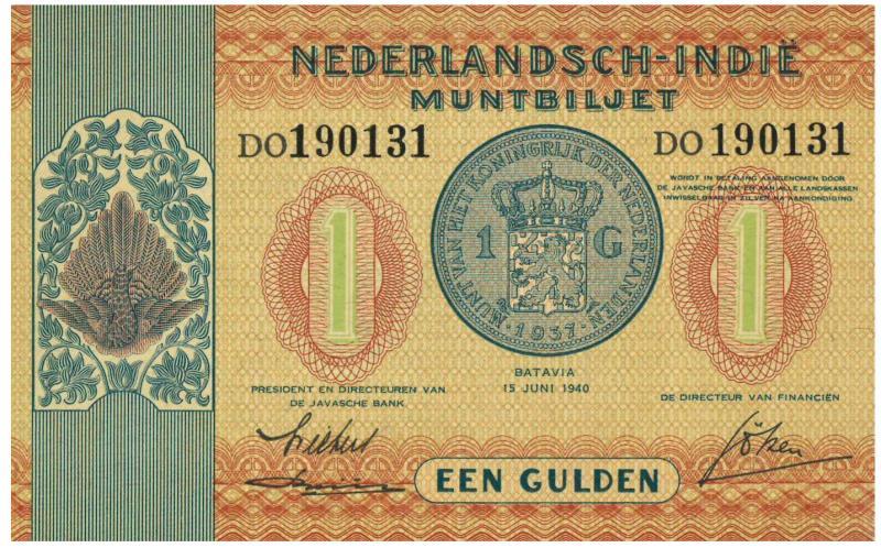 Netherlands-Indies. 1 gulden. Banknote. Type 1940. - About UNC.