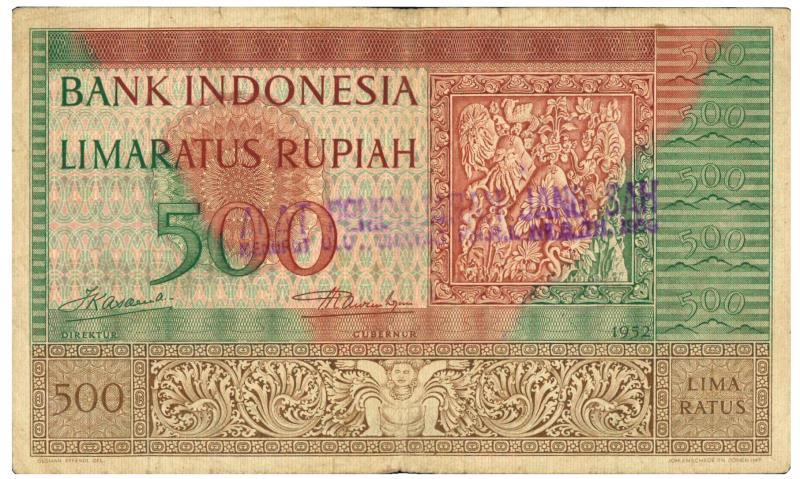 Indonesia. 500 rupiah. Banknote. Type 1952. - Fine.