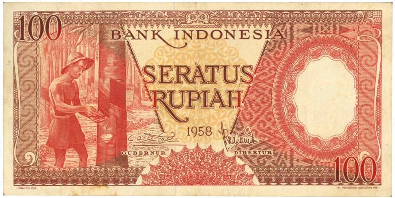 Indonesia. 100 rupiah. Banknote. Type 1958. - Fine / Very Fine.