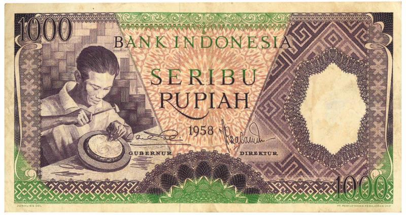 Indonesia. 1000 rupiah. Banknote. Type 1958. - Fine.