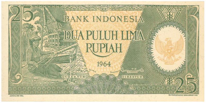 Indonesia. 25 rupiah. Banknote. Type 1964. - UNC.