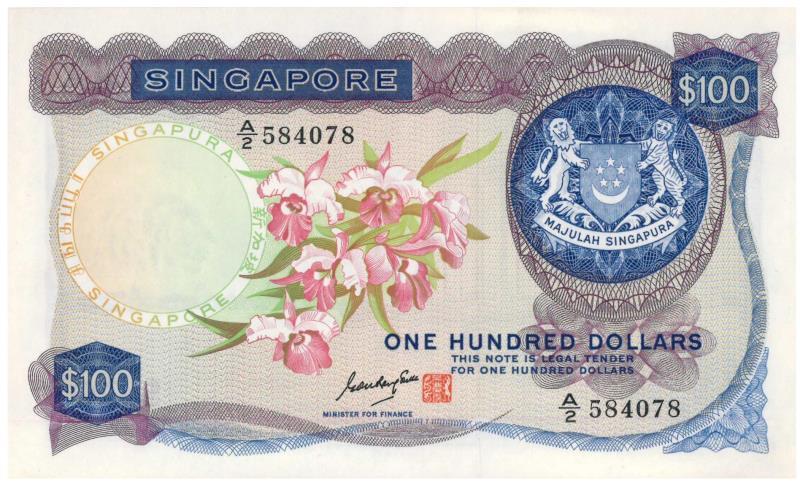 Singapore. 100 dollars. Banknote. Type 1967. - UNC.