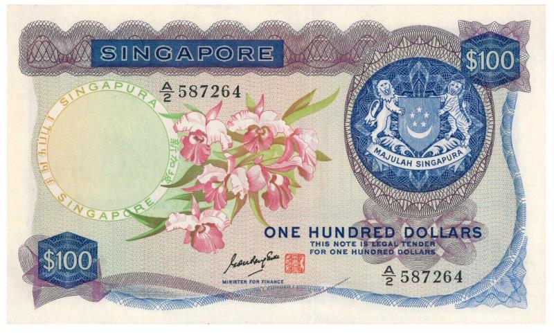 Singapore. 100 dollars. Banknote. Type 1967. - UNC.