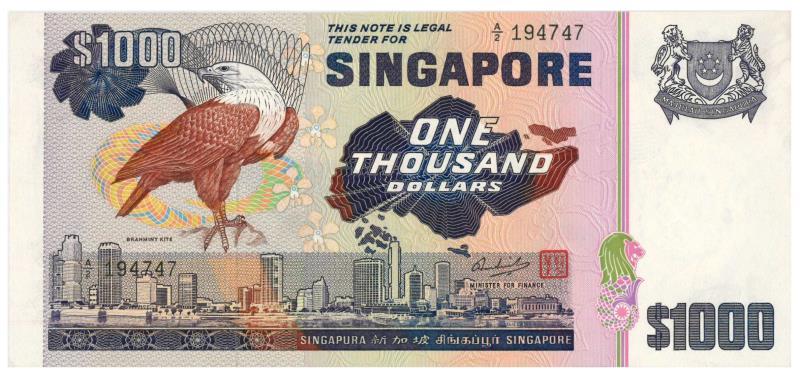 Singapore. 1000 dollars. Banknote. Type 1976. - UNC.