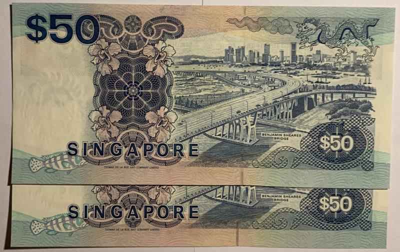 Singapore. 2x 50 dollars. Banknote. Type 1984. - UNC.