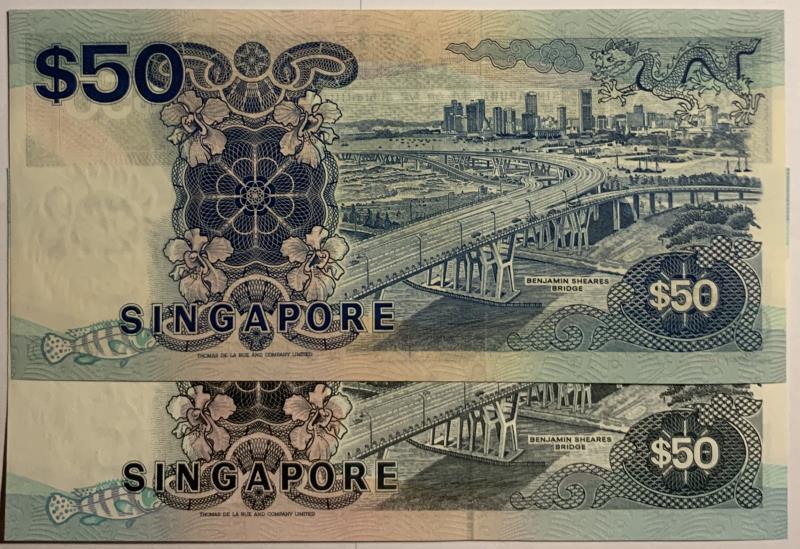 Singapore. 2x 50 dollars. Banknote. Type 1984. - UNC.