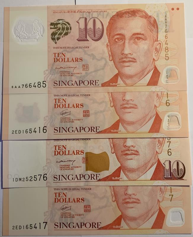 Singapore. 4x 10 dollars. Banknote. Type 2005. - UNC.