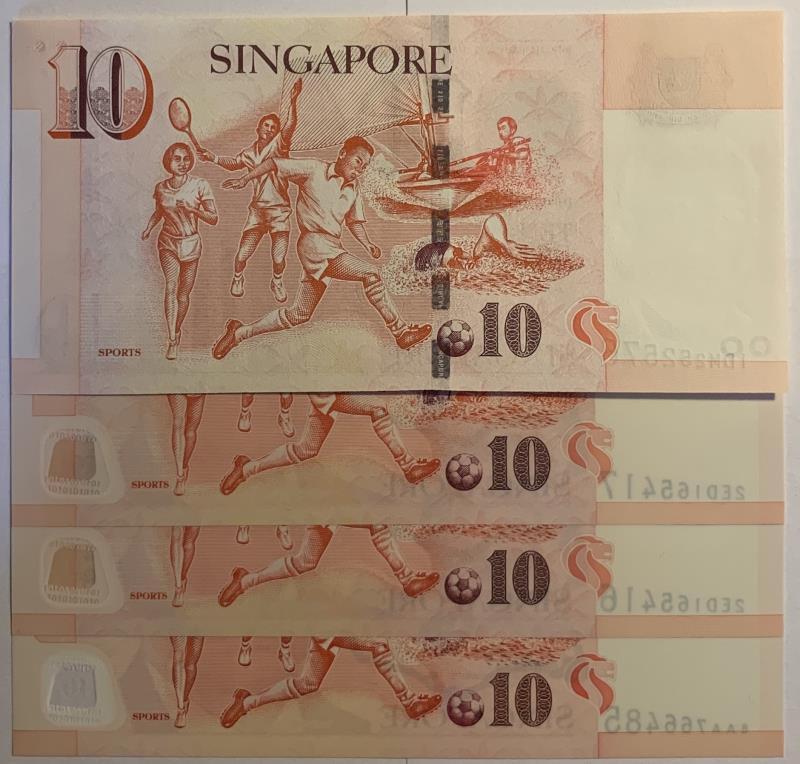 Singapore. 4x 10 dollars. Banknote. Type 2005. - UNC.