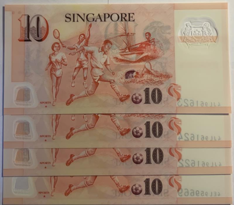 Singapore. 4x 10 dollars. Banknote. Type 2005. - UNC.