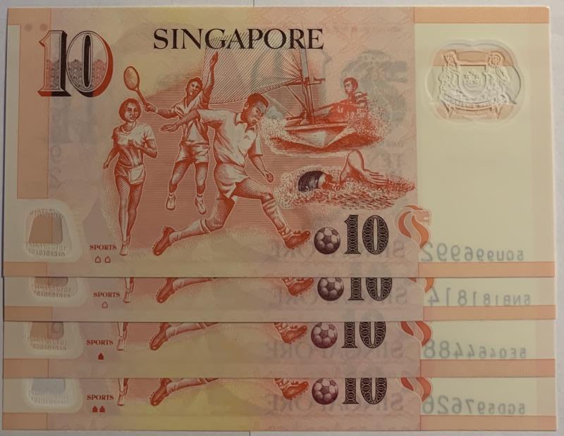 Singapore. 4x 10 dollars. Banknote. Type 2005. - UNC.