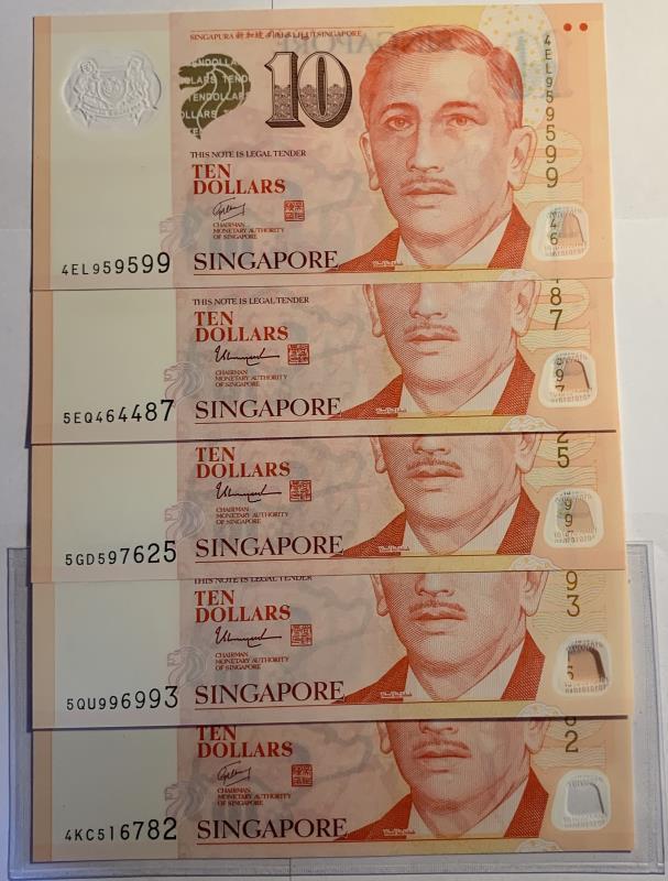 Singapore. 5x 10 dollars. Banknote. Type 2005. - UNC.