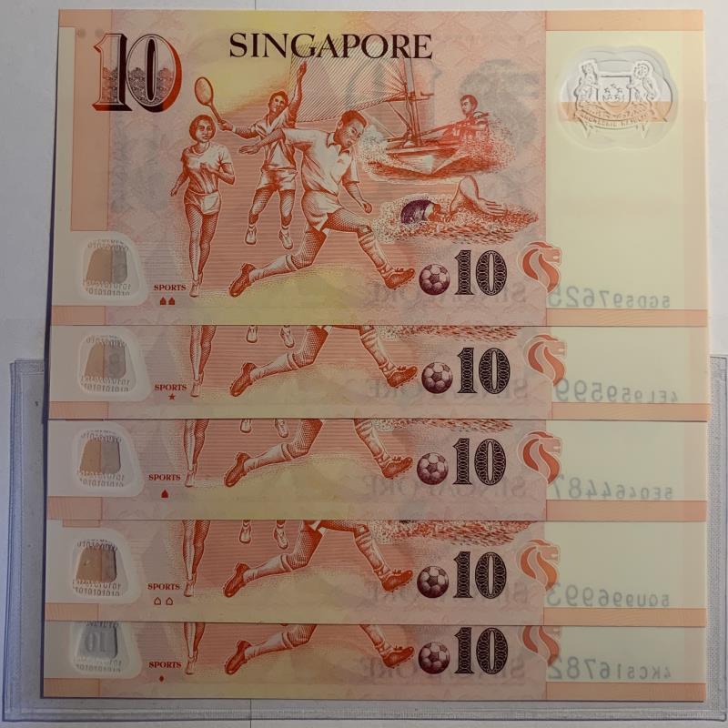 Singapore. 5x 10 dollars. Banknote. Type 2005. - UNC.