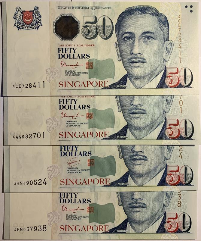 Singapore. 4x 50 dollars. Banknote. Type 2005. - UNC.