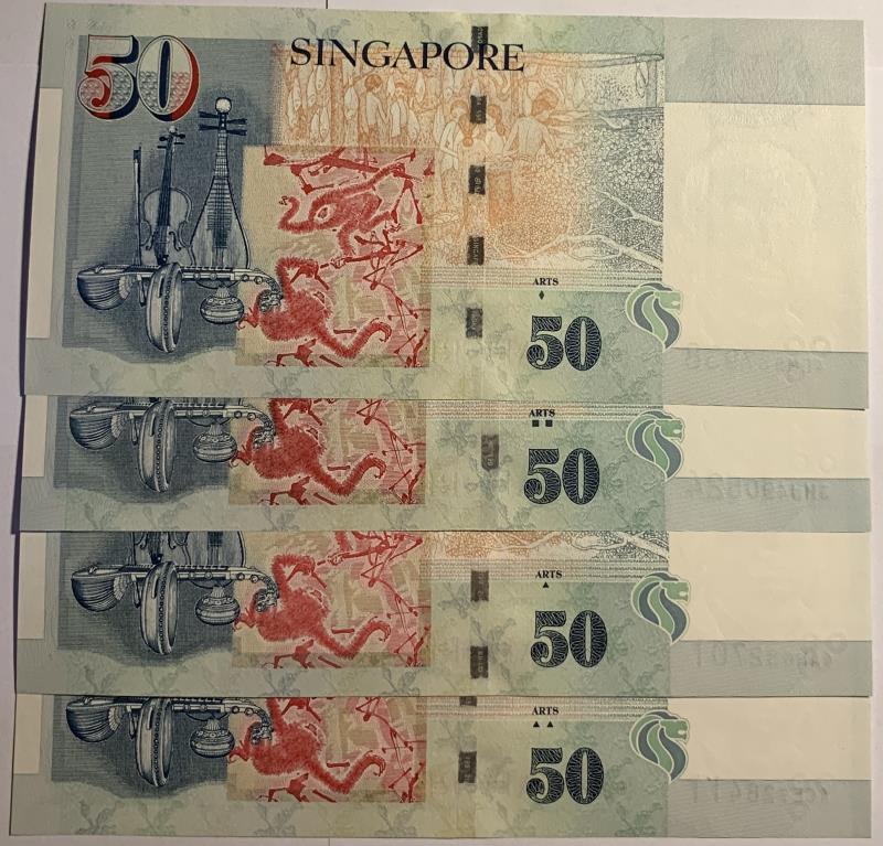 Singapore. 4x 50 dollars. Banknote. Type 2005. - UNC.