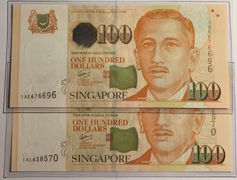 Singapore. 2x 100 dollars. Banknote. Type 2005. - UNC.