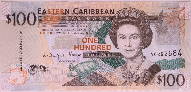 Eastern Caribbean States. 100 dollars. Banknote. Type 2008. - UNC.