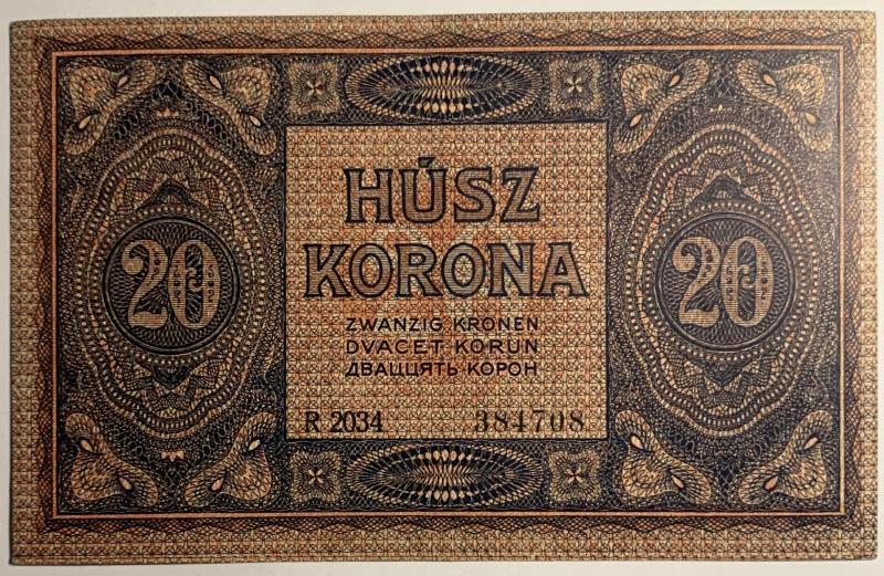 Hungary. 20 korona. Banknote. Type 1919. - Extremely Fine.