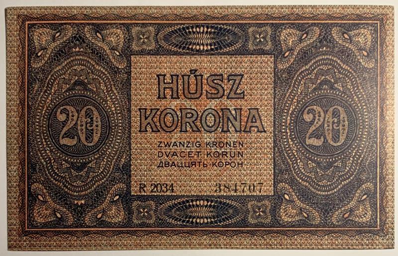 Hungary. 20 korona. Banknote. Type 1919. - Extremely Fine.