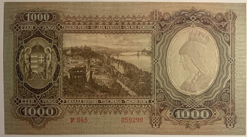 Hungary. 1000 pengö. Banknote. Type 1943. - About UNC.