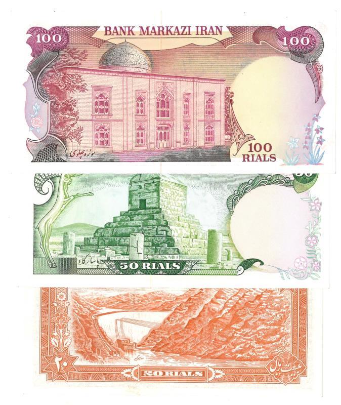 Iran. 20, 50 and 100 rials. Banknote. Type 1974-1979. - About UNC.