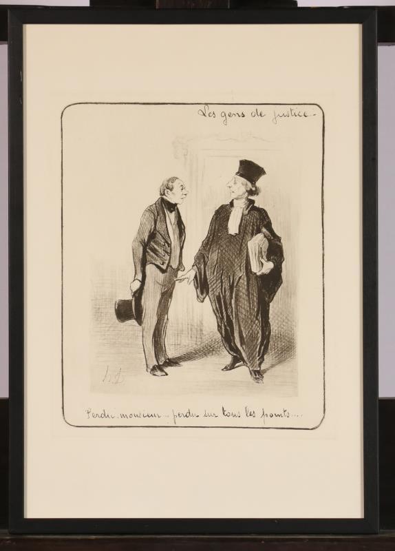 Een litho naar Honoré Daumier uit de serie "Les Gens de Justice".