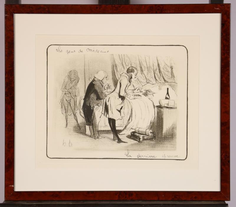 Een litho naar Honoré Daumier uit de serie "Les Gens de Médecine.