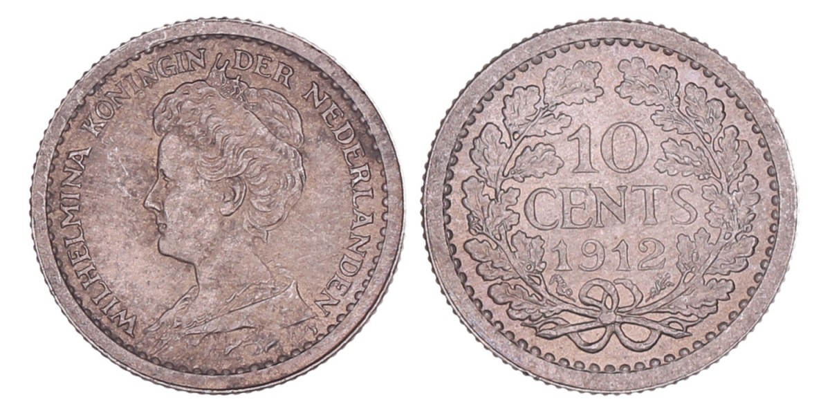 10 Cent Wilhelmina 1912 lage kroon. FDC -.