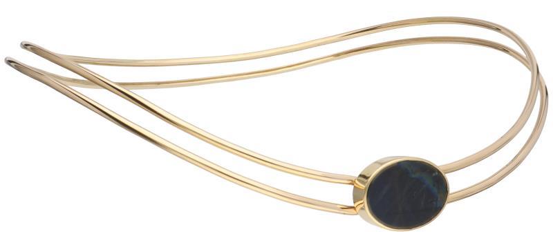 Andreas Mikkelsen geelgouden choker, labradoriet - 14 kt.