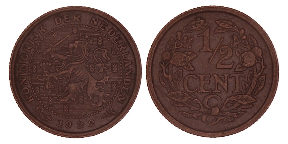 ½ Cent Wilhelmina 1922/21. Prachtig -.