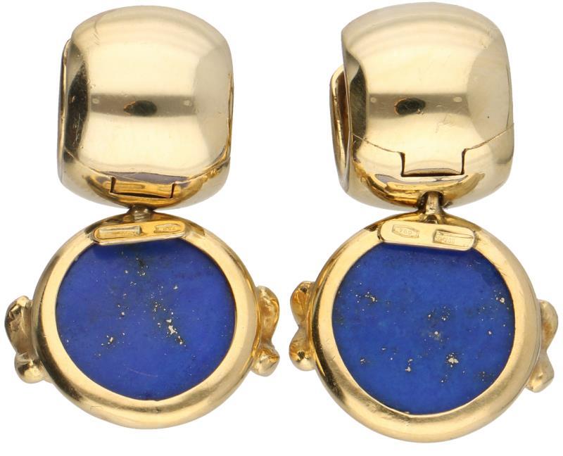 Geelgouden oorbellen, lapis lazuli - 18 kt.