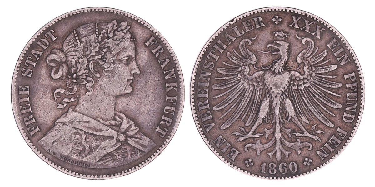 German states. Hamburg. Vereinsthaler. 1860.