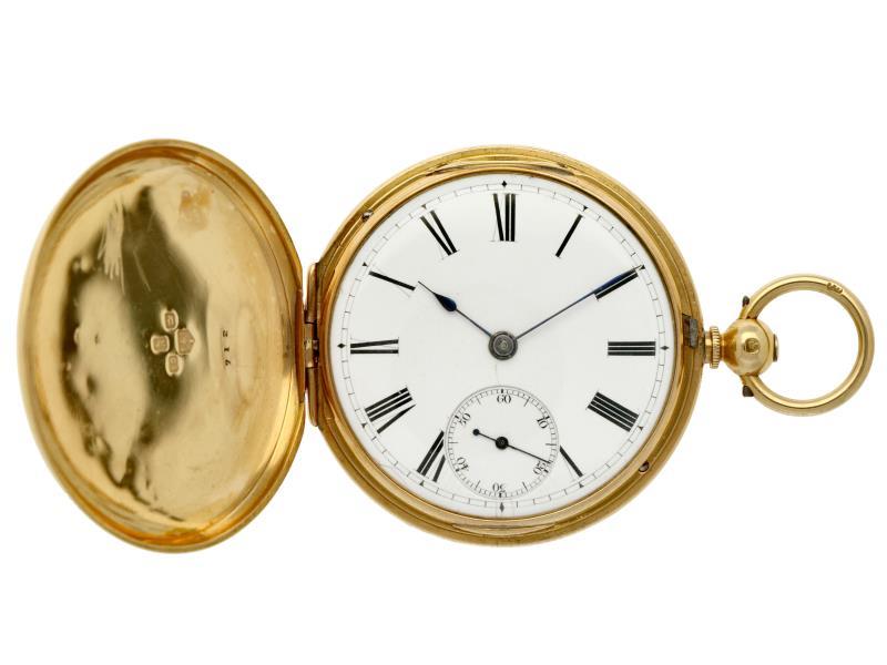 Zakhorloge goud, snek ankergang ''Annie Priestley, Bristall'' - Herenzakhorloge - Handopwindbaar - ca. 1875.