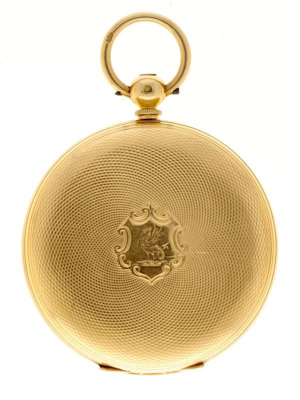 Zakhorloge goud, snek ankergang ''Annie Priestley, Bristall'' - Herenzakhorloge - Handopwindbaar - ca. 1875.