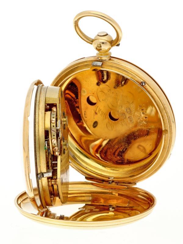 Zakhorloge goud, snek ankergang ''Annie Priestley, Bristall'' - Herenzakhorloge - Handopwindbaar - ca. 1875.