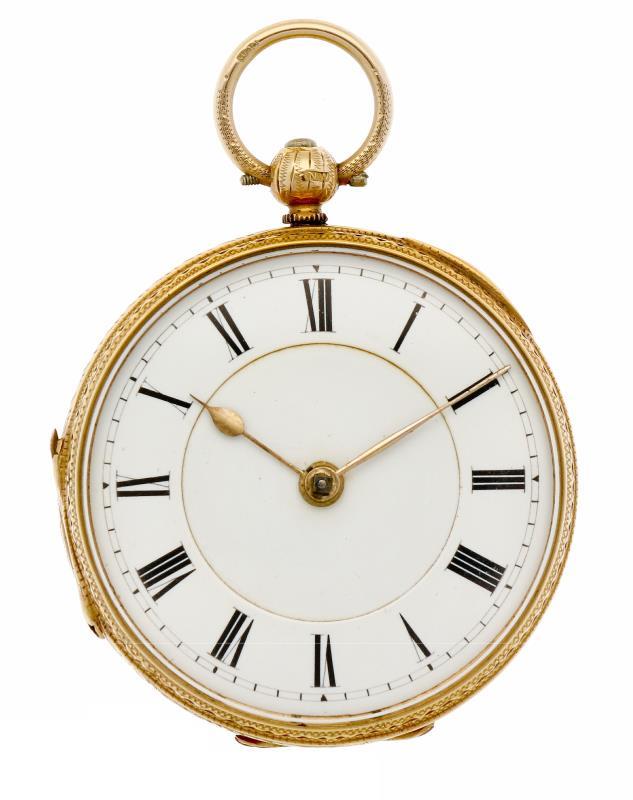 Zakhorloge goud, snek ankergang ''H. Samuel, Manchester'' - Unisexzakhorloge - Handopwindbaar - ca. 1875.