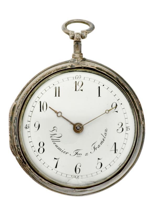 Zakhorloge zilver, snek spillegang ''Willeumier Freres, Framelan'' - Herenzakhorloge - Handopwindbaar - ca. 1800.