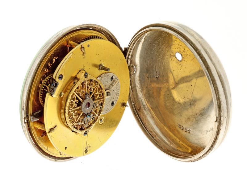 Zakhorloge zilver, snek spillegang ''Willeumier Freres, Framelan'' - Herenzakhorloge - Handopwindbaar - ca. 1800.