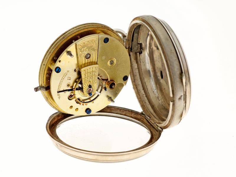 Zakhorloge zilver, zwitsers ankergang - Herenzakhorloge - Handopwindbaar - ca. 1880.