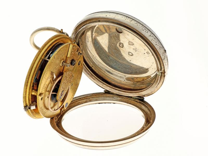 Zakhorloge zilver, snek ankergang ''Barnett & Scott, Whitefriargate Hull'' - Herenzakhorloge - Handopwindbaar - ca. 1875.