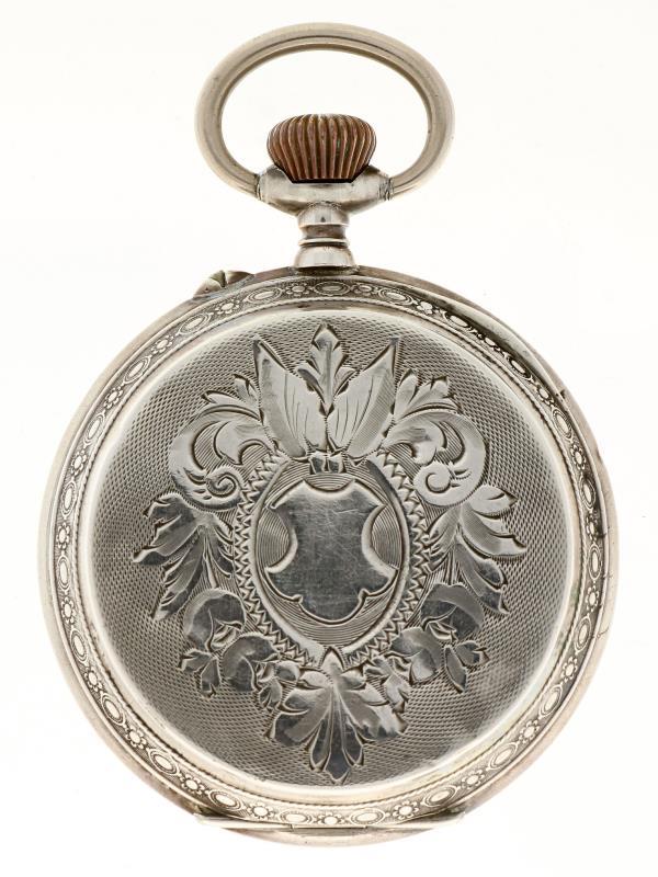 Zakhorloge zilver, ankergang - Herenzakhorloge - Handopwindbaar - ca. 1900.