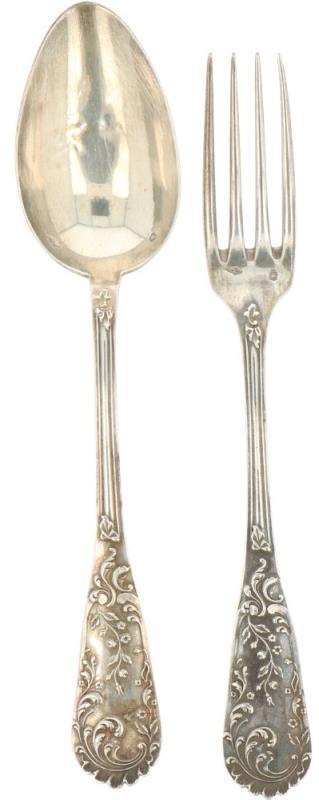 (12) Delige set lepels & vorken zilver.