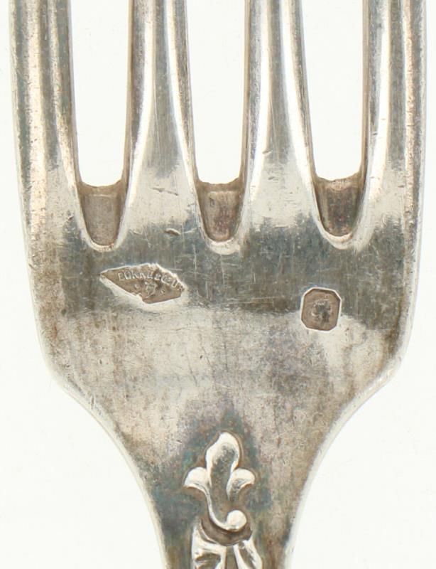 (12) Delige set lepels & vorken zilver.