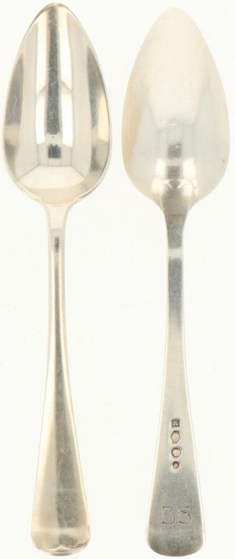 (6) Delige set lepels zilver.