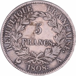 France. Napoleon. 5 Francs. 1808 A.