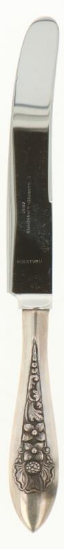 (6) Delige set messen & Vleesmes zilver.