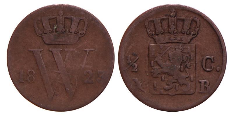 ½ Cent Willem I 1823 B. Fraai.