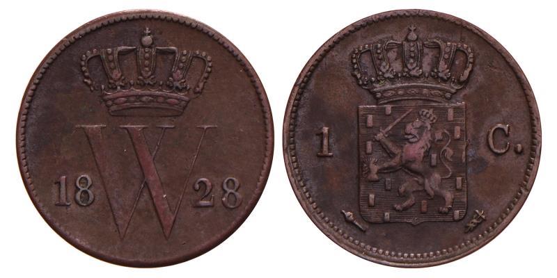 1 Cent Willem I 1828 U. Fraai / Zeer Fraai.