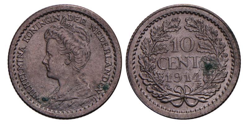 10 Cent Wilhelmina 1914. FDC.