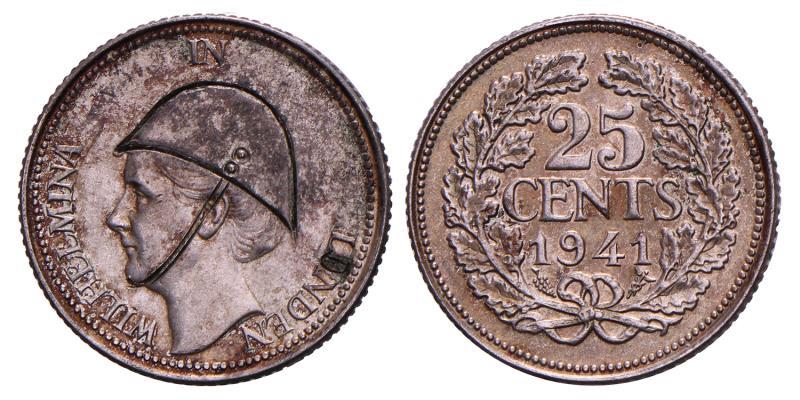 25 Cent Wilhelmina in London 1941. Prachtig.