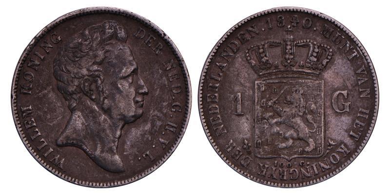 1 Gulden  Willem I 1840. Fraai +.